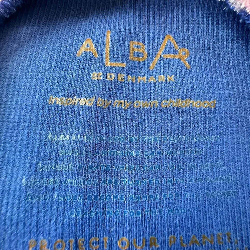 Alba of Denmark Blue Ribbed Lace Trimmed Heart Tee GUC 6/7